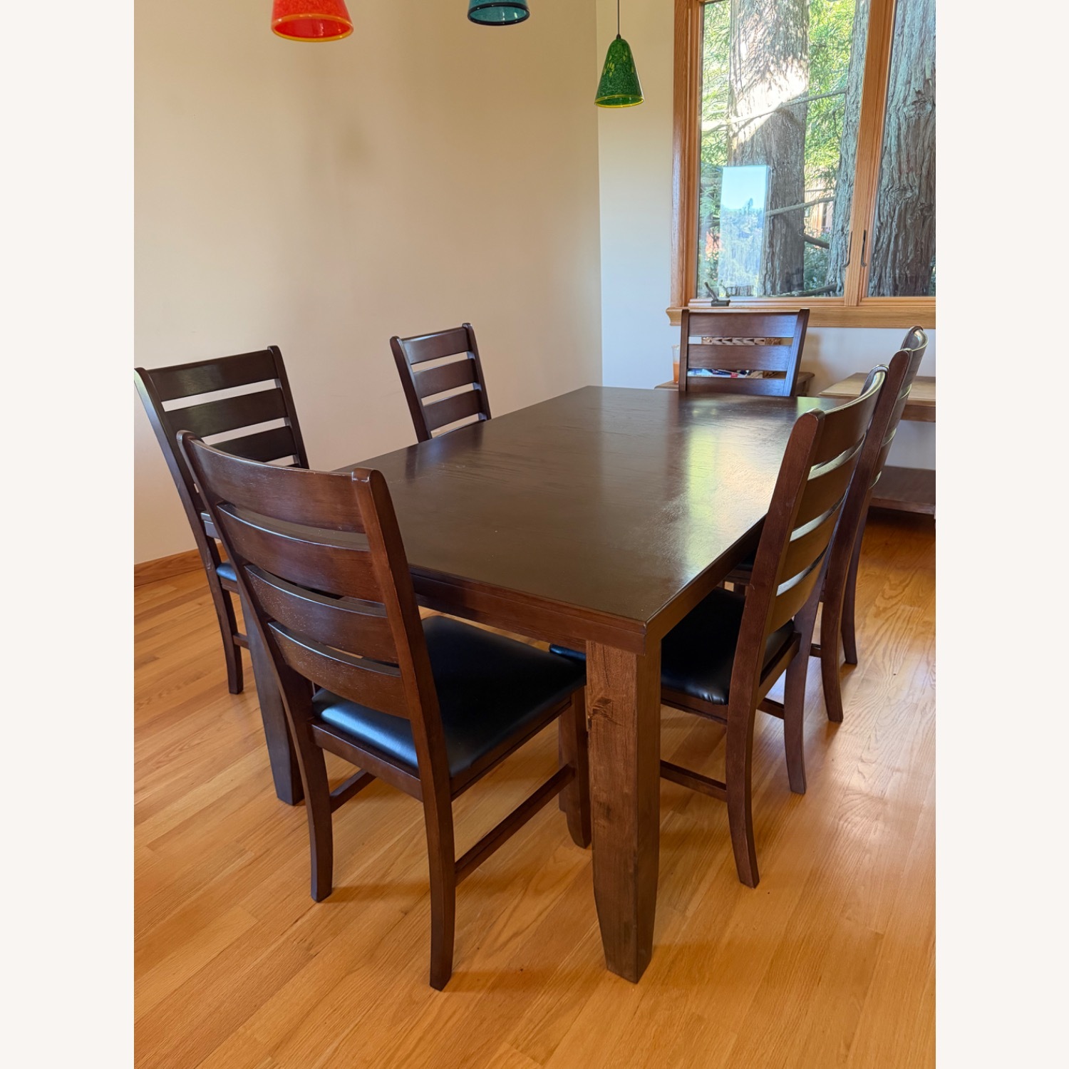 Dark Brown Wood Dining Set - image-1