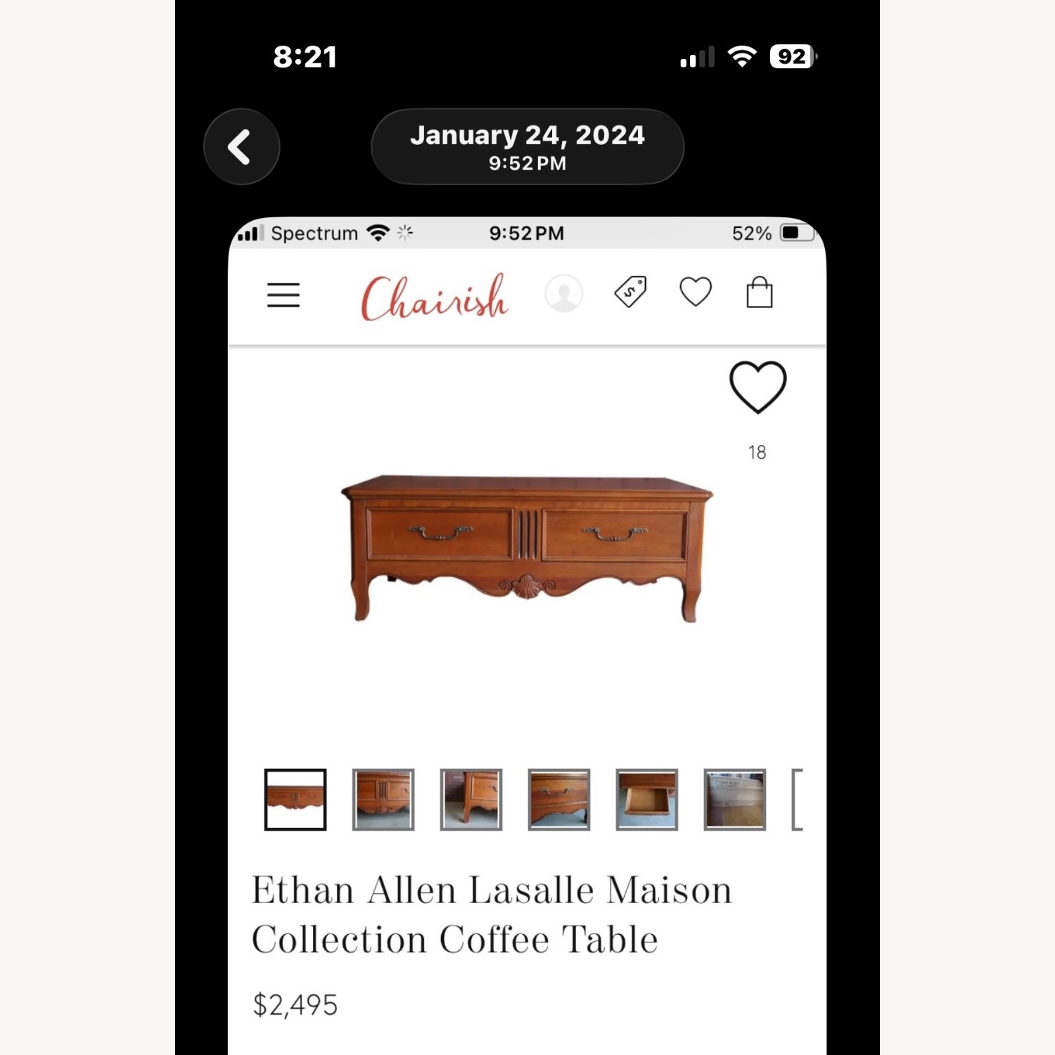 Ethan Allen Light Brown Wood Coffee Table - image-5