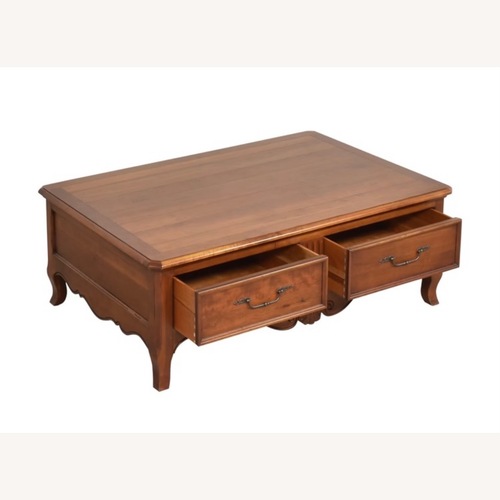 Used Ethan Allen Light Brown Wood Coffee Table for sale on AptDeco
