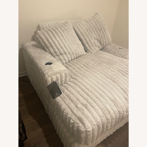 Used Grey Oversized Chair With Pillows for sale on AptDeco