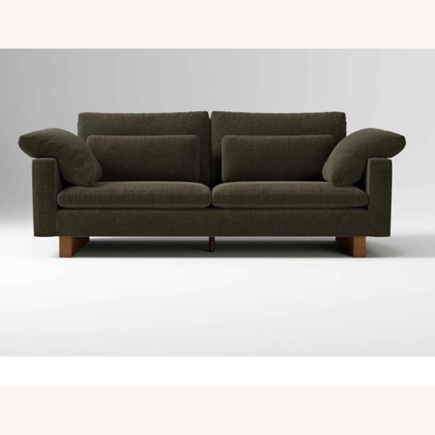 West Elm Harmony Green Velvet 3+ Seater Sofa and Ottoman - image-4
