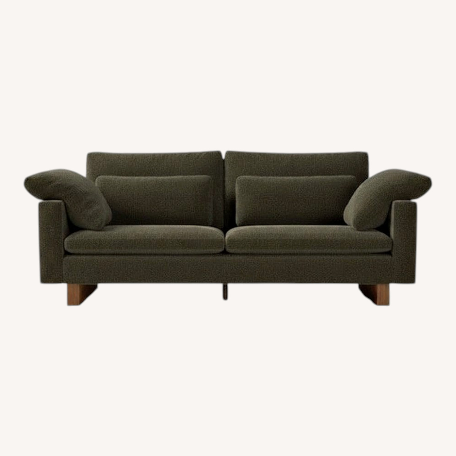 West Elm Harmony Green Velvet 3+ Seater Sofa and Ottoman - image-0