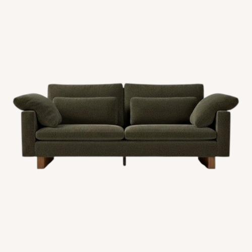 Used West Elm Harmony Green Velvet 3+ Seater Sofa and Ottoman for sale on AptDeco