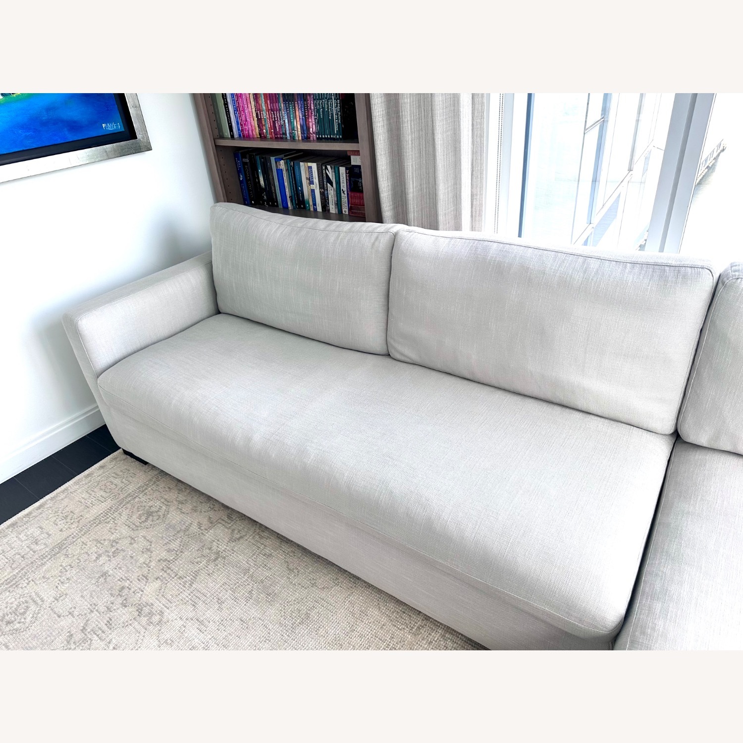 Light Gray Fabric Sleeper Sofa With Chaise Longue - image-6