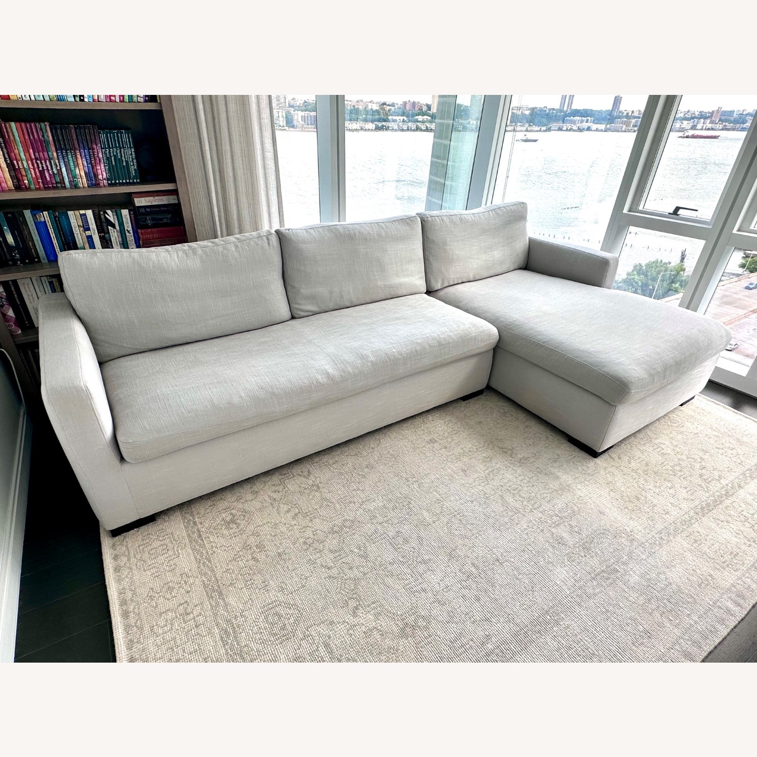 Light Gray Fabric Sleeper Sofa With Chaise Longue - image-2