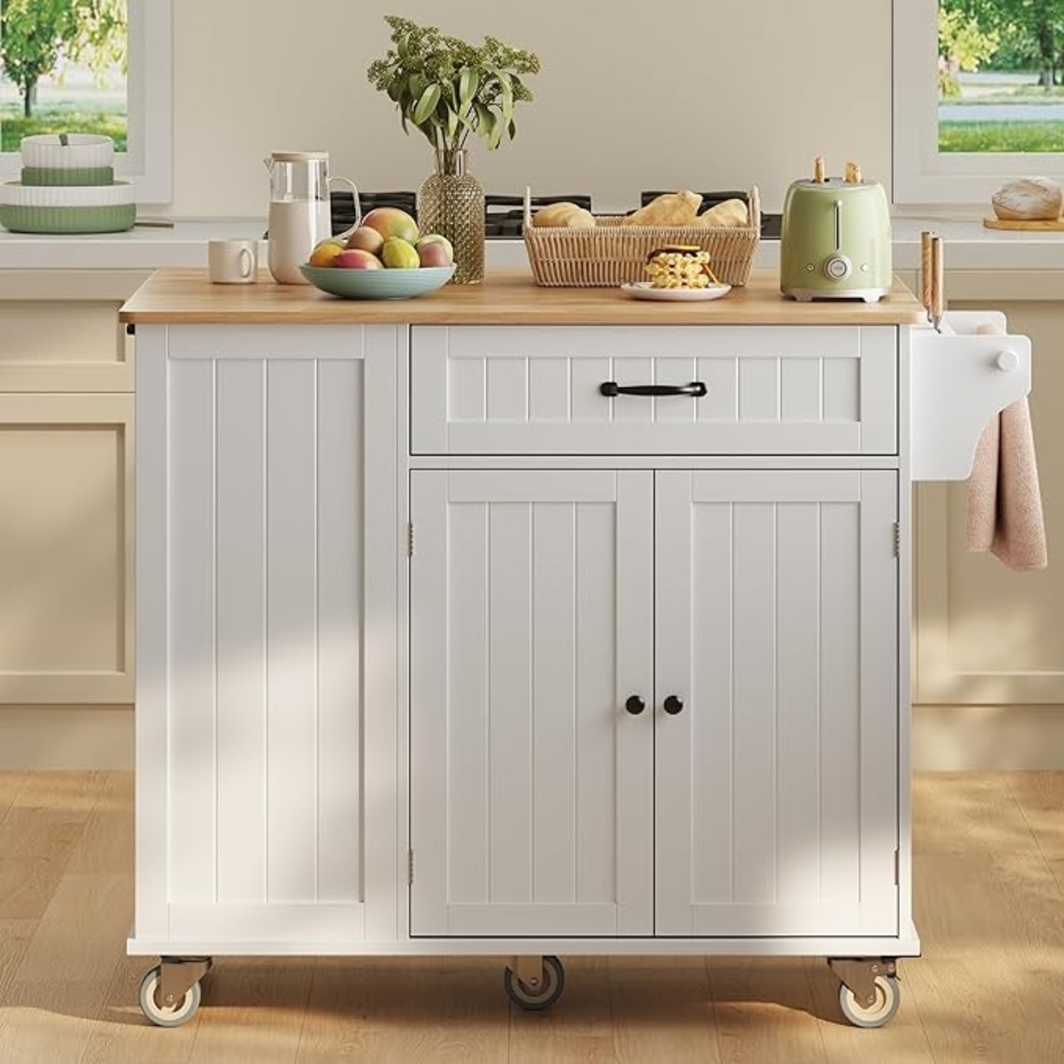 White Kitchen Island Cart - image-5