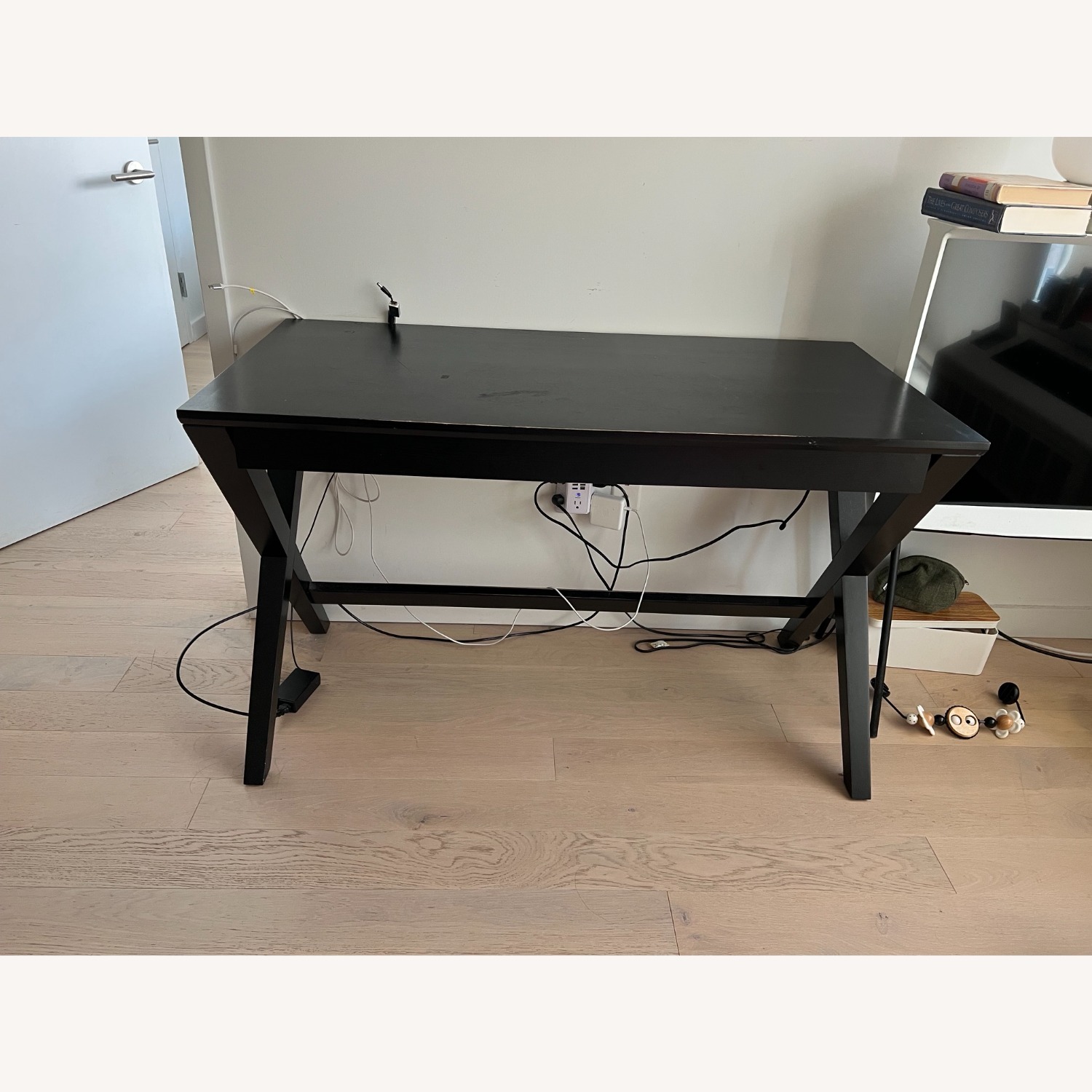 Crate & Barrel Spotlight Ebony X-Leg Desk 58" - image-2