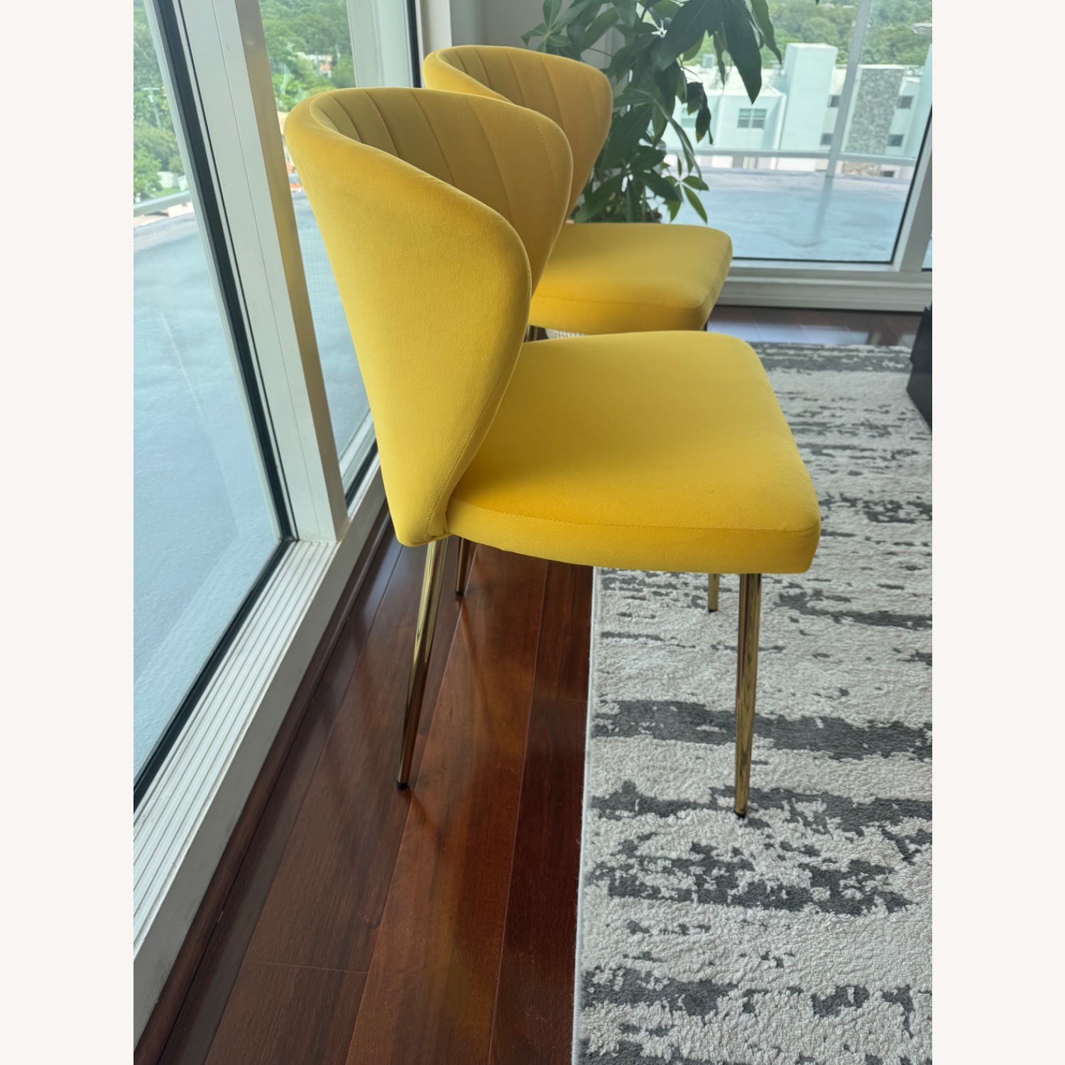 Yellow Fabric Dining Chairs - image-3