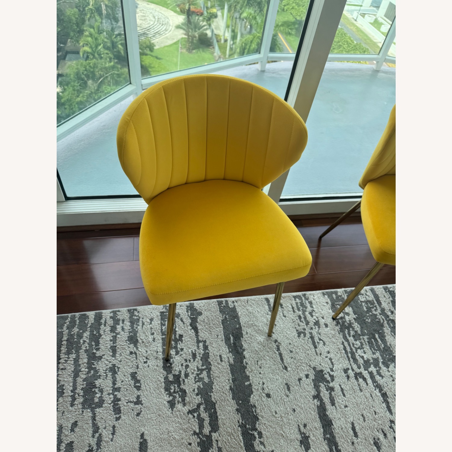 Yellow Fabric Dining Chairs - image-4