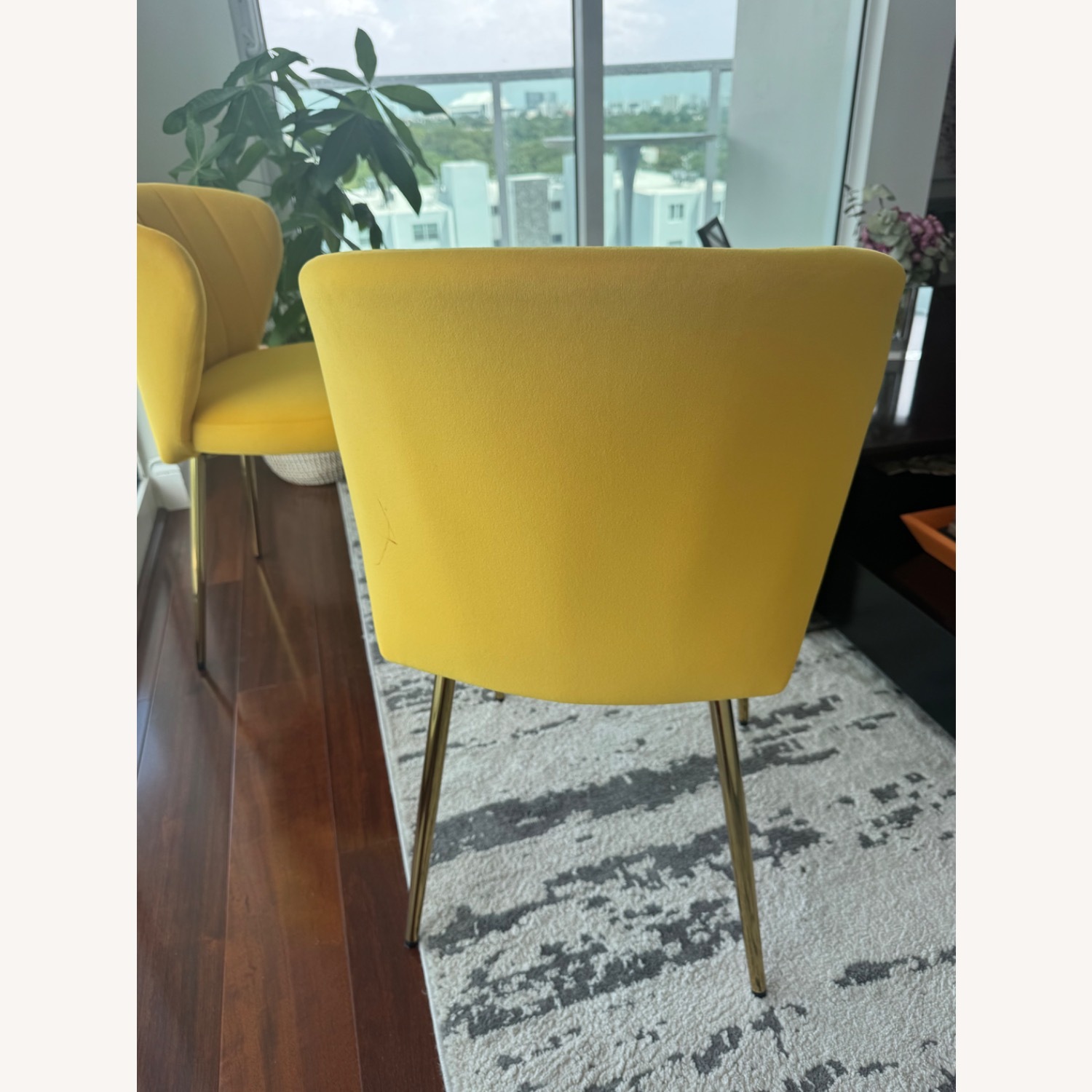 Yellow Fabric Dining Chairs - image-5