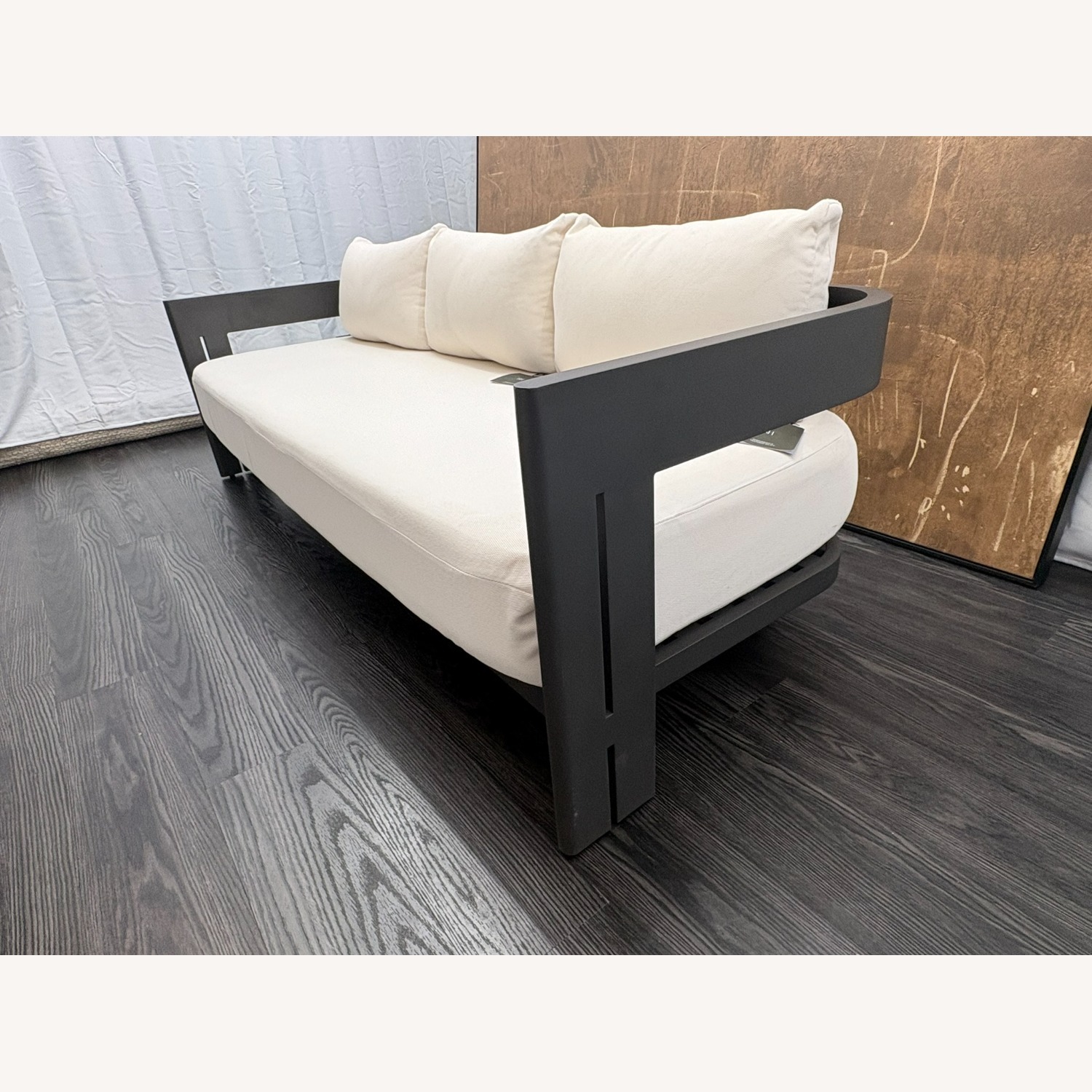 Restoration Hardware Matira Aluminum Sofa 84" | Iron | Natural - image-14