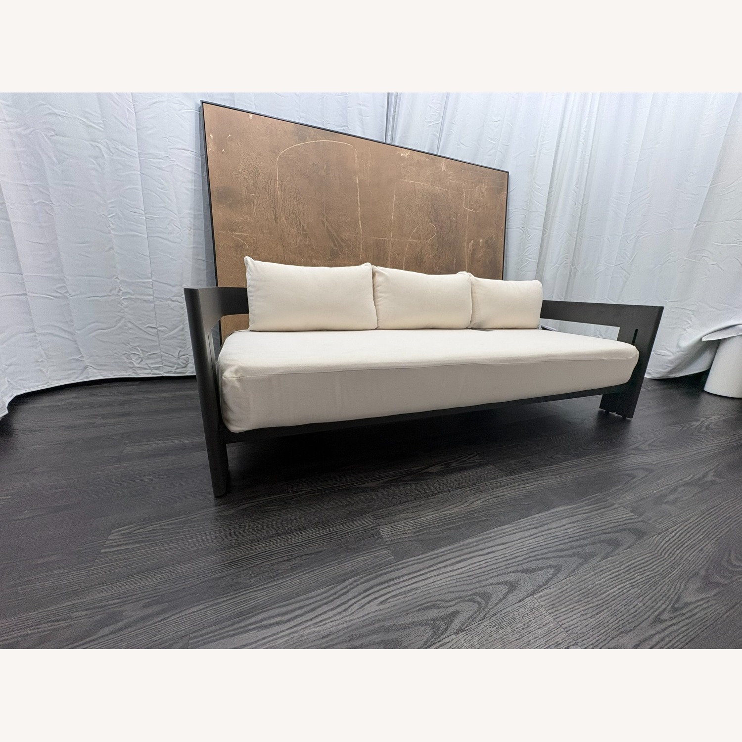 Restoration Hardware Matira Aluminum Sofa 84" | Iron | Natural - image-11