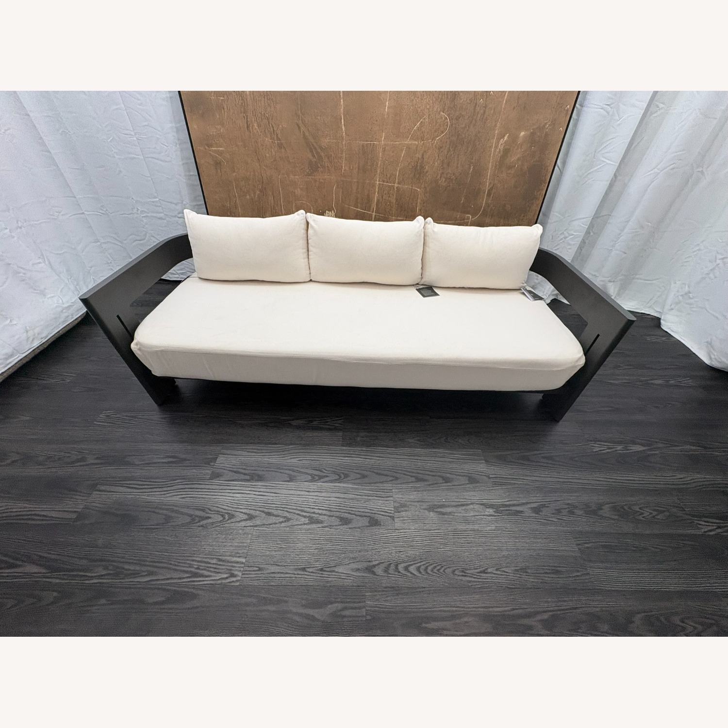 Restoration Hardware Matira Aluminum Sofa 84" | Iron | Natural - image-4