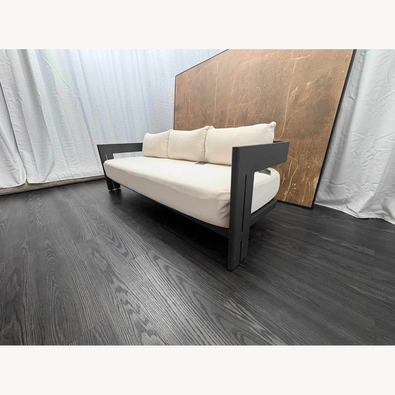 Restoration Hardware Matira Aluminum Sofa 84" | Iron | Natural - image-12