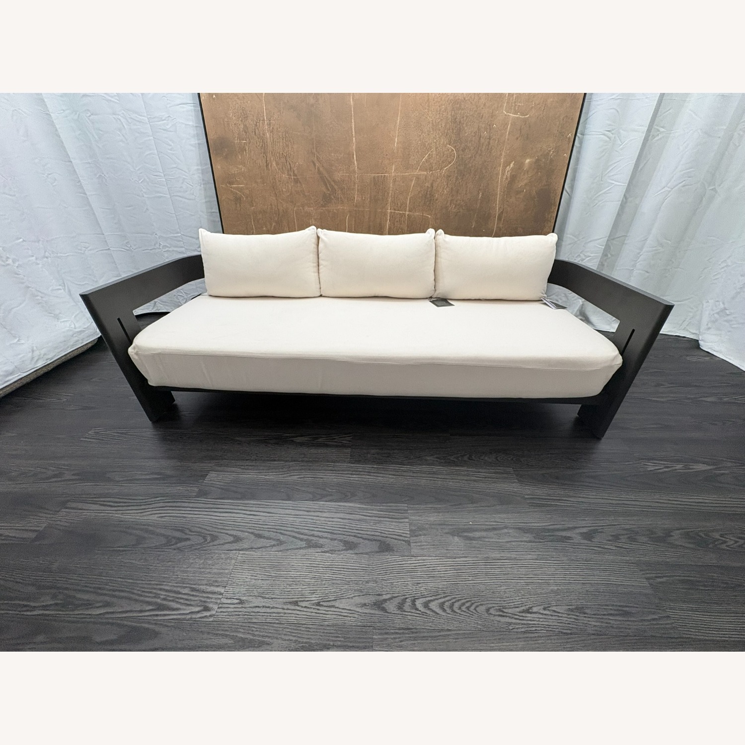 Restoration Hardware Matira Aluminum Sofa 84" | Iron | Natural - image-5