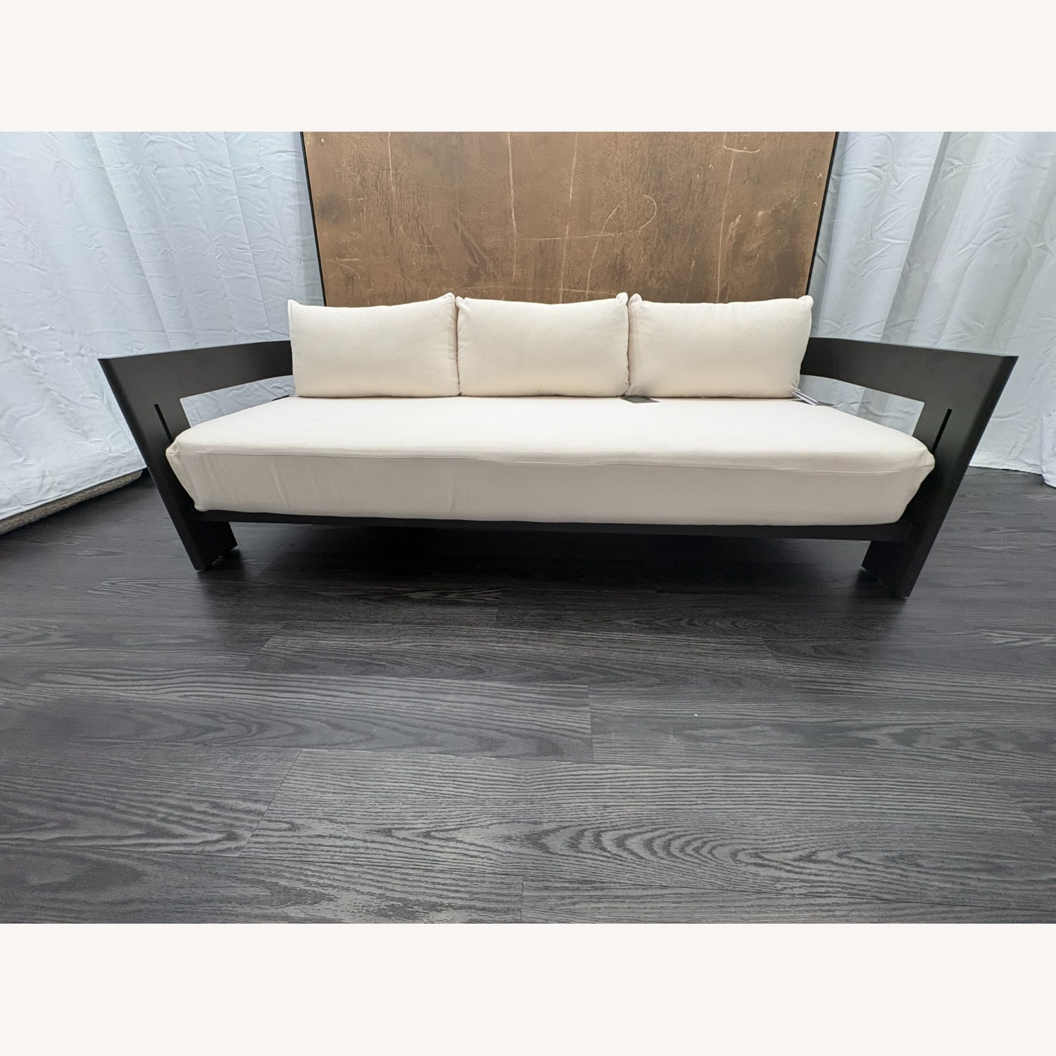 Restoration Hardware Matira Aluminum Sofa 84" | Iron | Natural - image-3