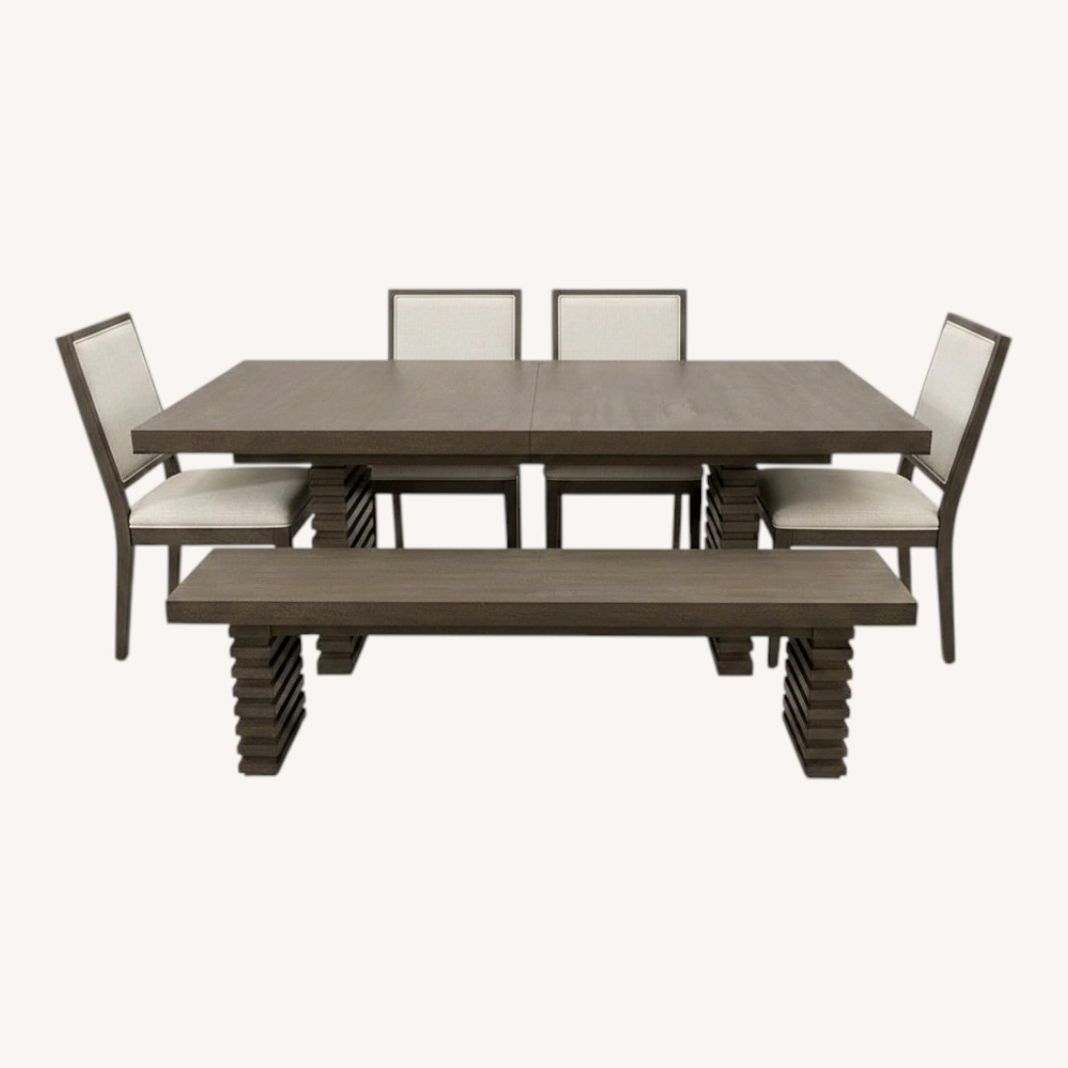 Dark Brown Wood Dining Set - image-0