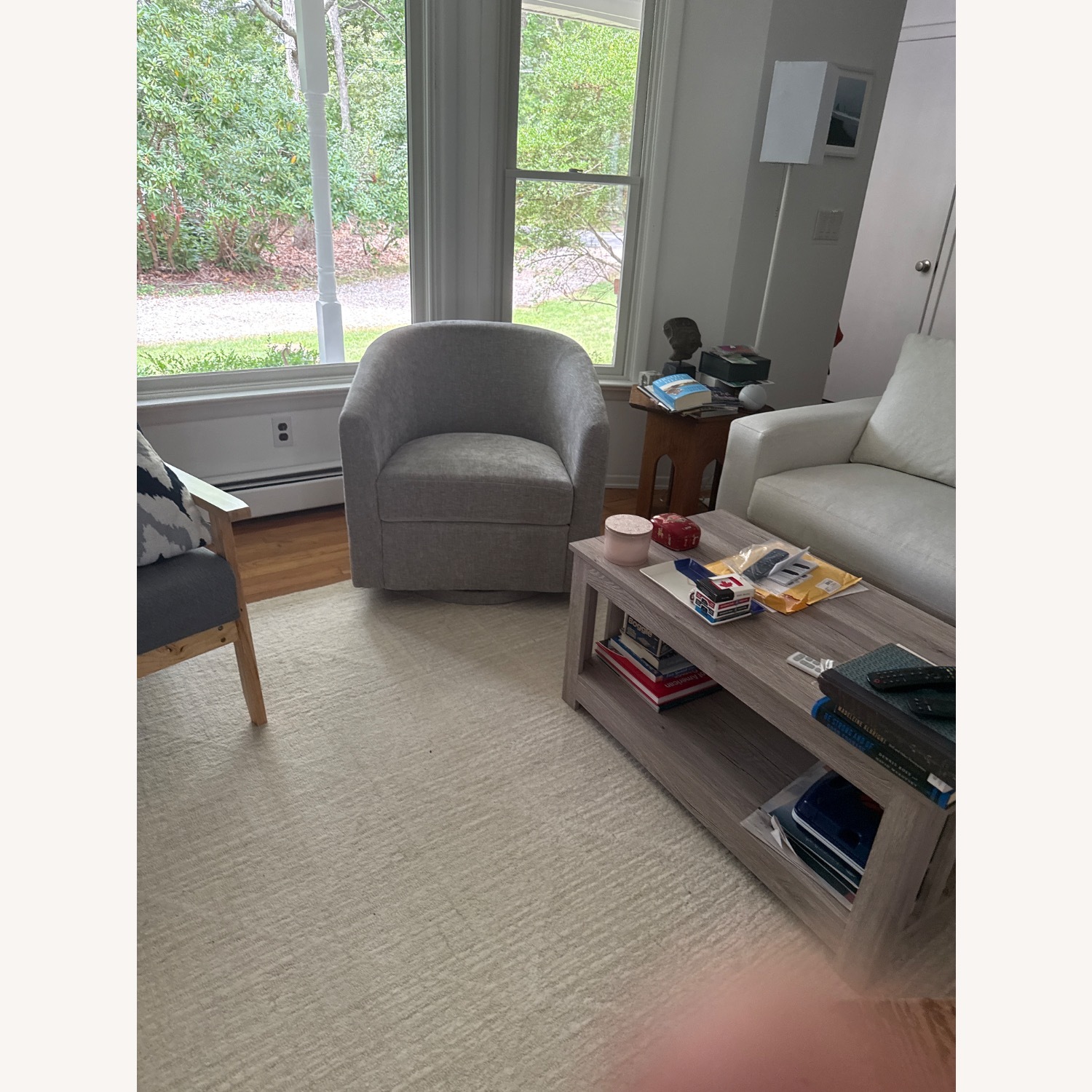 Light Gray Fabric Accent Chair - image-2