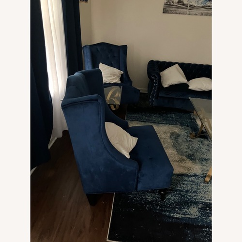 Used Christopher Knight Home Blue Velvet Accent Chair for sale on AptDeco