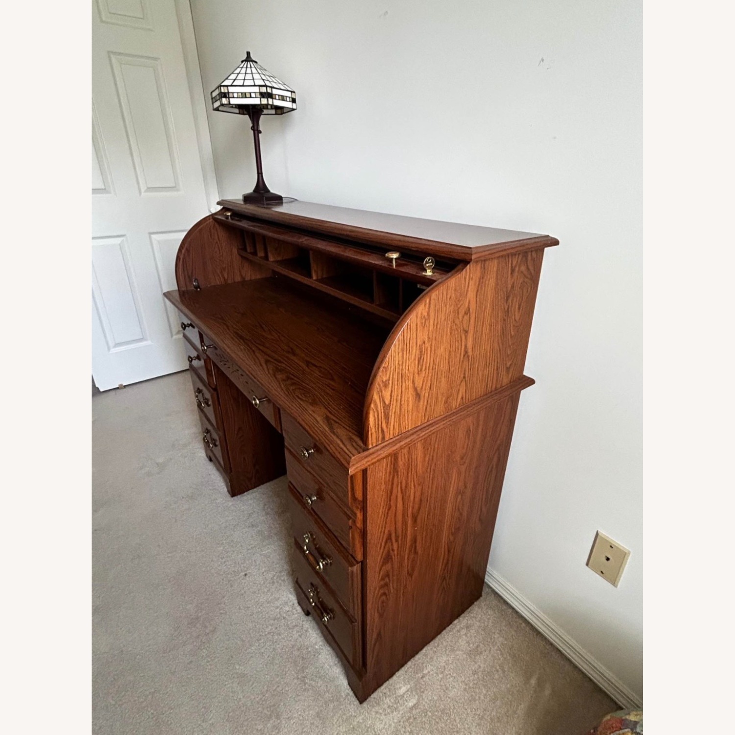 Vintage/Antique Dark Brown Wood Desk - image-4