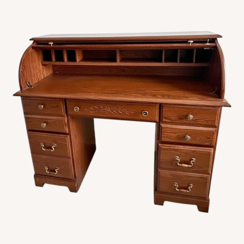 Used Vintage/Antique Dark Brown Wood Desk for sale on AptDeco