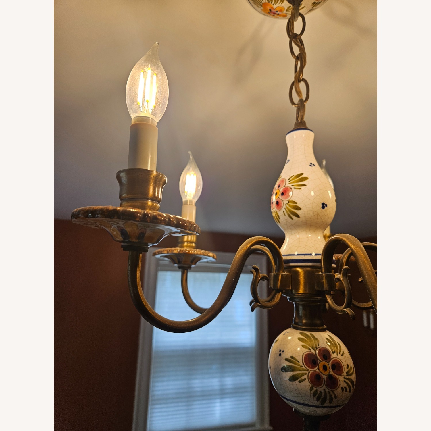 Vintage Brass and Mosaic Chandelier - image-3