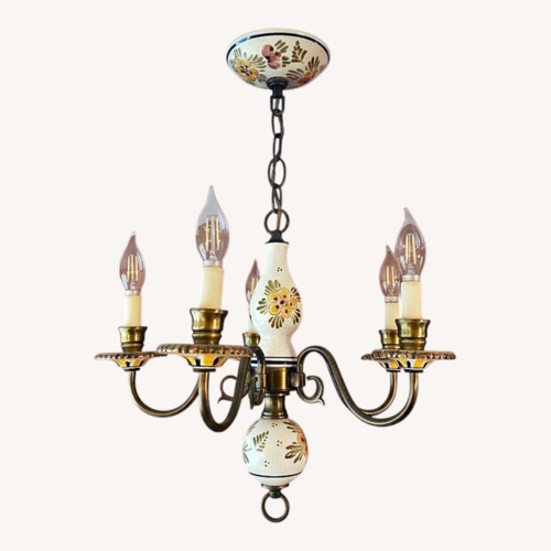 Used Vintage Brass and Mosaic Chandelier for sale on AptDeco
