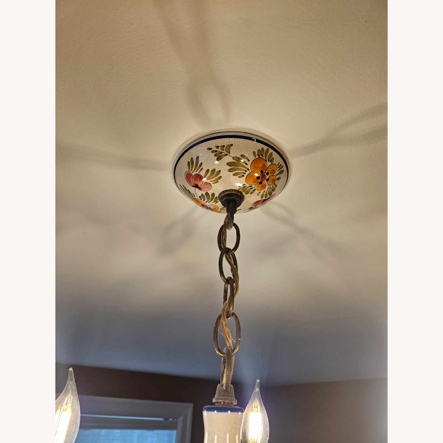 Vintage Brass and Mosaic Chandelier - image-5