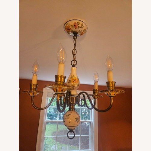 Used Vintage Brass and Mosaic Chandelier for sale on AptDeco