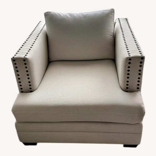 Used Living Spaces White Fabric Accent Chair for sale on AptDeco