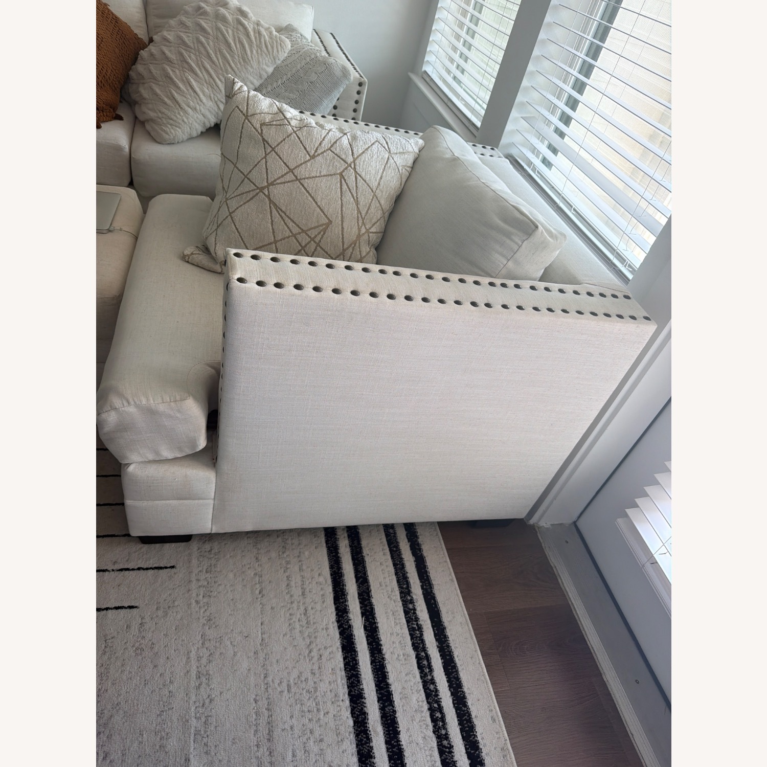 Living Spaces White Fabric Accent Chair - image-2