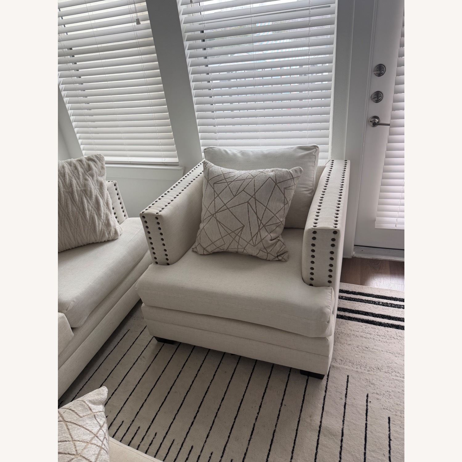 Living Spaces White Fabric Accent Chair - image-1