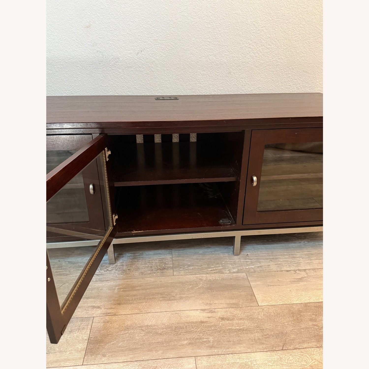 Ethan Allen Dark Brown Wood Media Storage - image-2