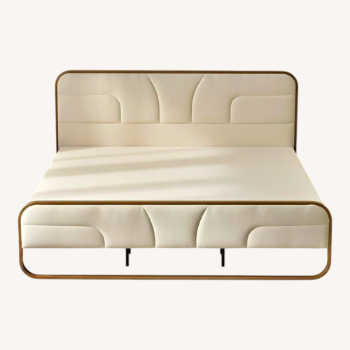 Used Amazon Gold n Cream Velvet Queen Bed for sale on AptDeco