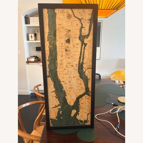 Used 3-D Carved Wood Chart of Manhattan for sale on AptDeco