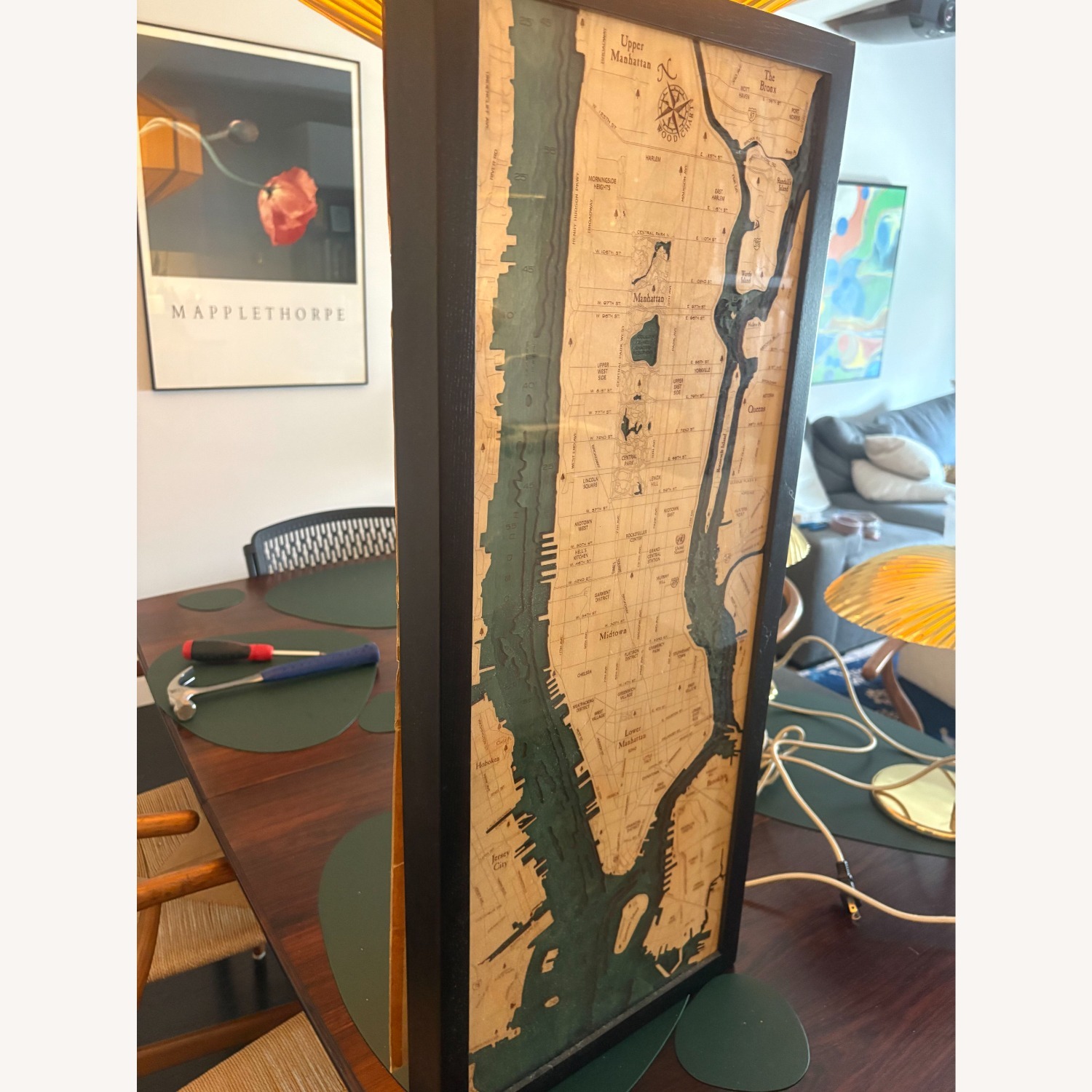 3-D Carved Wood Chart of Manhattan - image-2