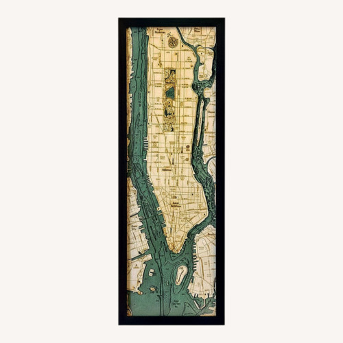 Used 3-D Carved Wood Chart of Manhattan for sale on AptDeco