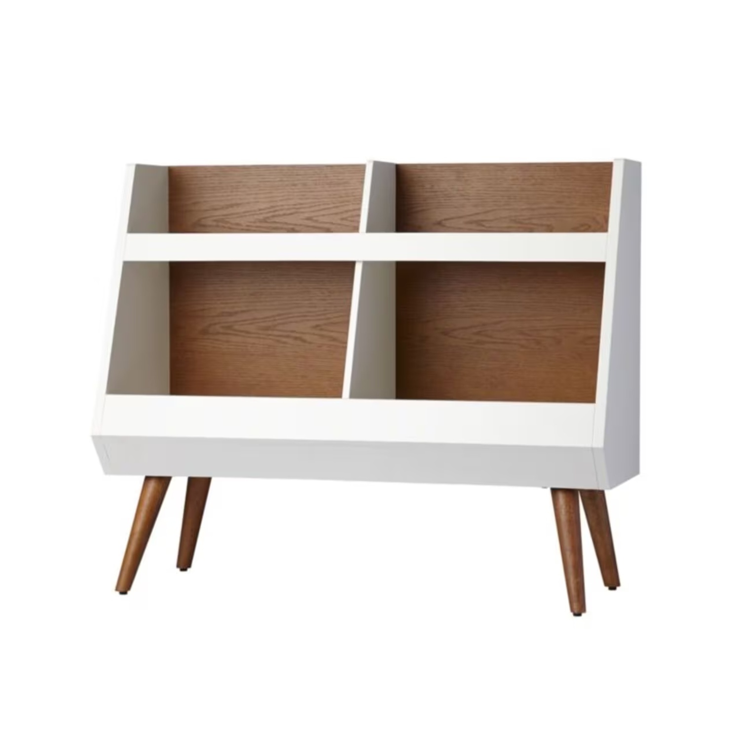 Crate & Kids Walnut and White Mid-Century Bookcase - image-5