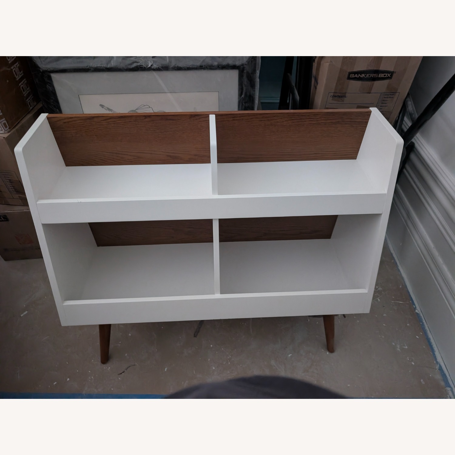Crate & Kids Walnut and White Mid-Century Bookcase - image-3