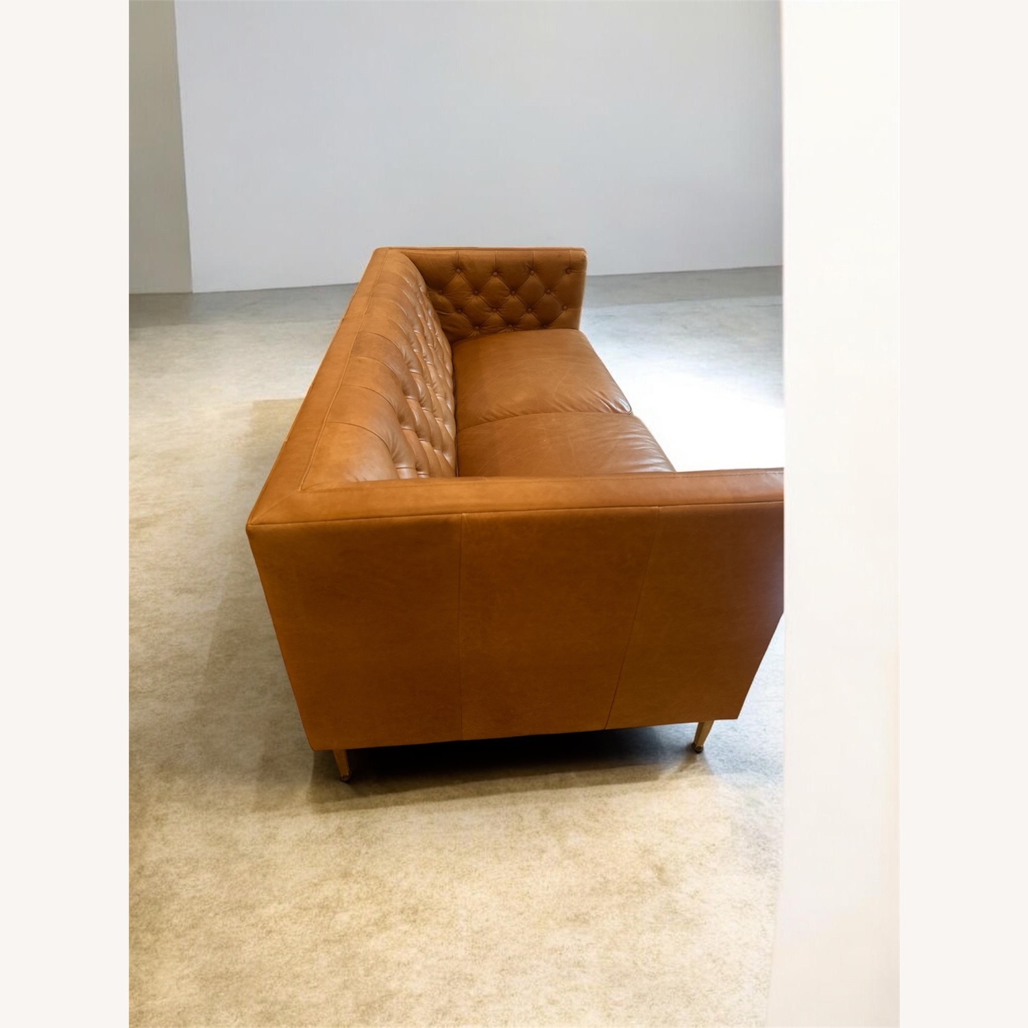 CB2 Savile Leather Tufted Apartment Sofa - image-2