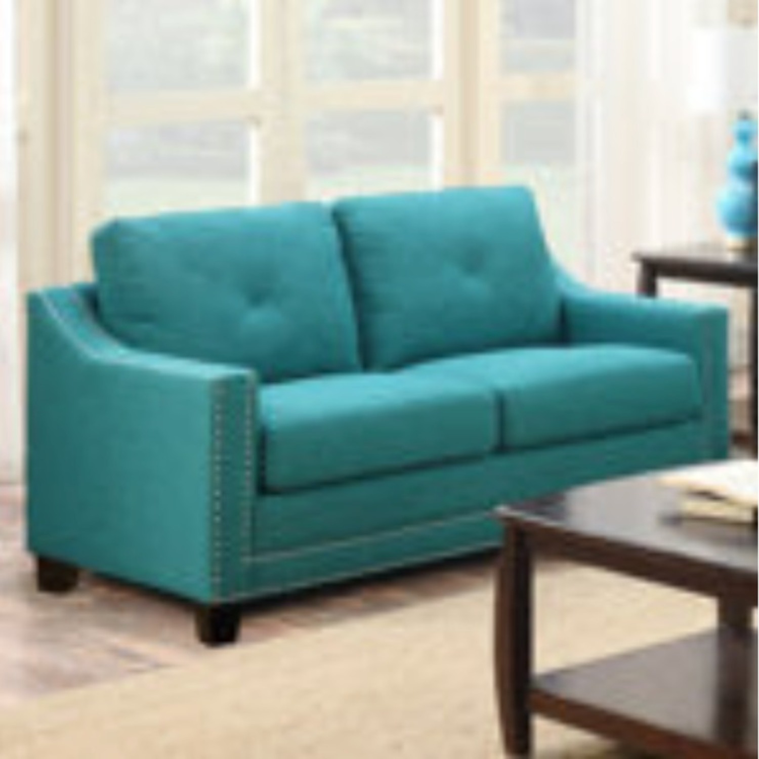 Lowe's Vaillancourt Loveseat Sofa Teal - image-3