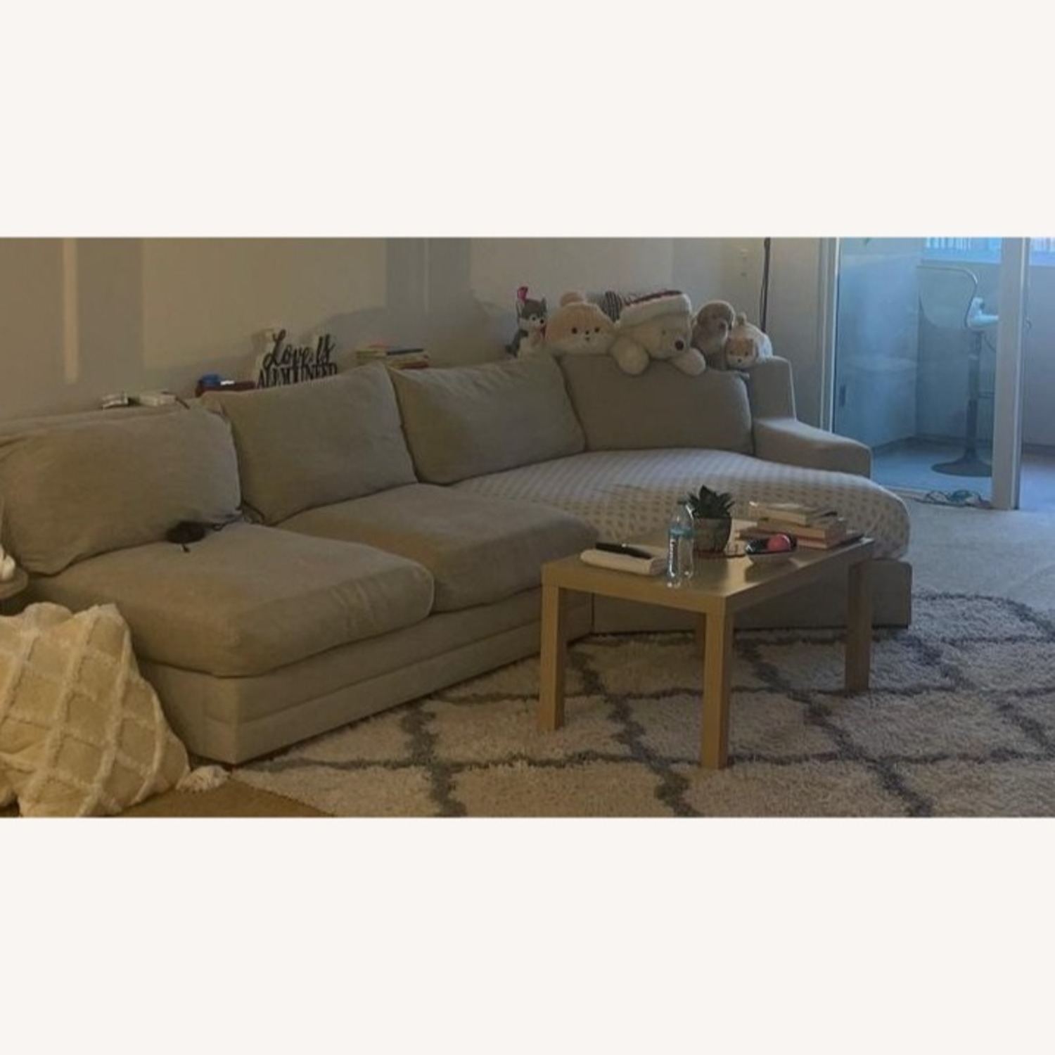Living Spaces Natural Fabric 2 Piece Sectional - image-2