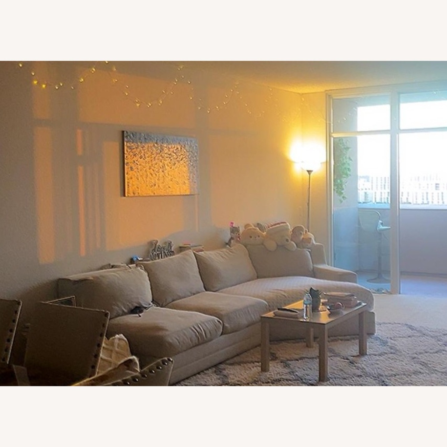 Living Spaces Natural Fabric 2 Piece Sectional - image-3
