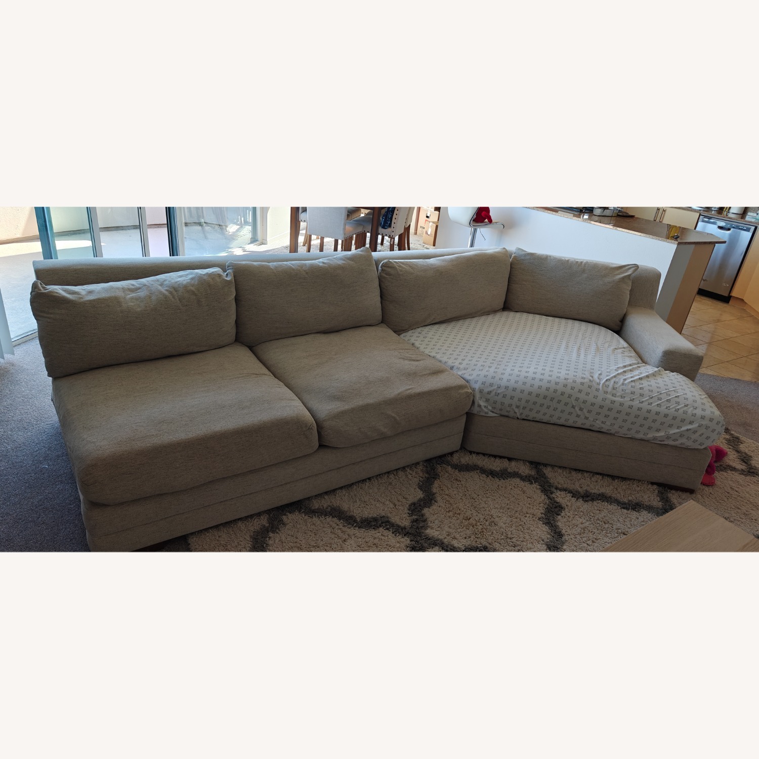 Living Spaces Natural Fabric 2 Piece Sectional - image-4