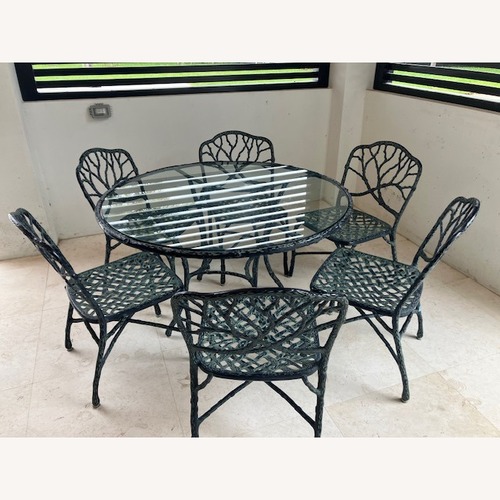 Used Vintage Cast Aluminum Woodland Dining Set for sale on AptDeco