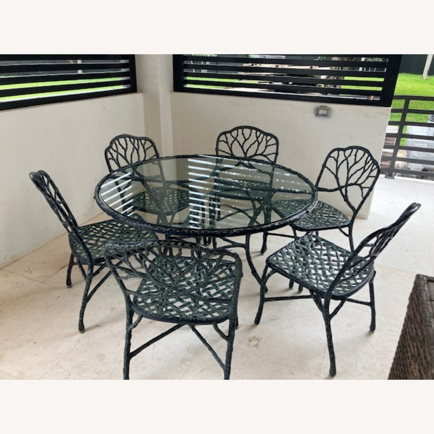 Vintage Cast Aluminum Woodland Dining Set - image-3