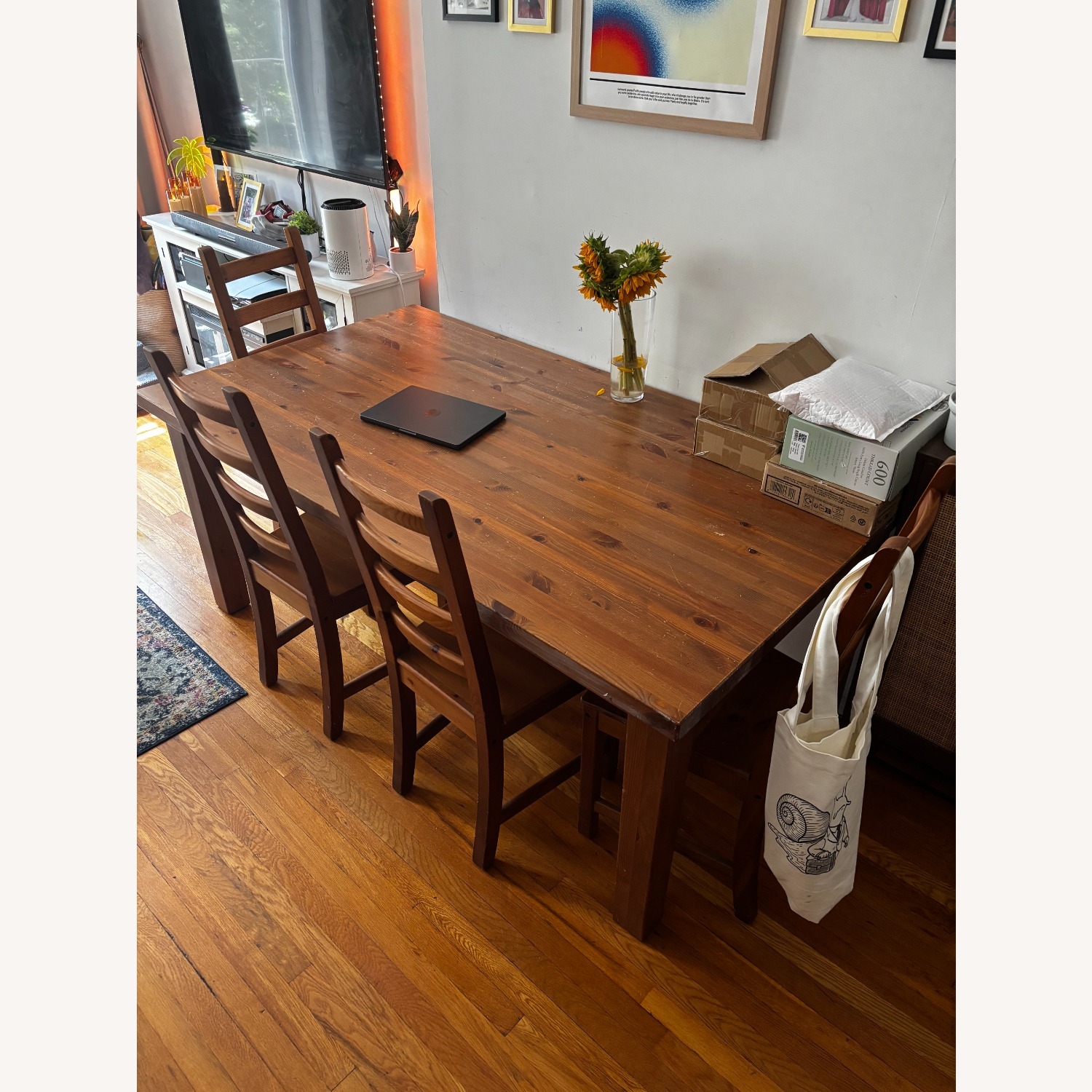 Large Wood Dining Table w 4 Chairs - image-1
