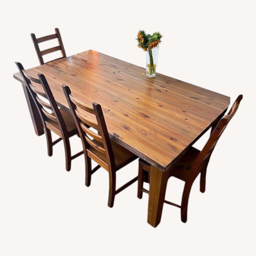 Used Large Wood Dining Table w 4 Chairs for sale on AptDeco