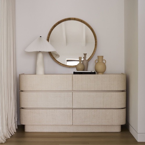 Used West Elm Solstice Dresser Whitewash Raffia 60” for sale on AptDeco