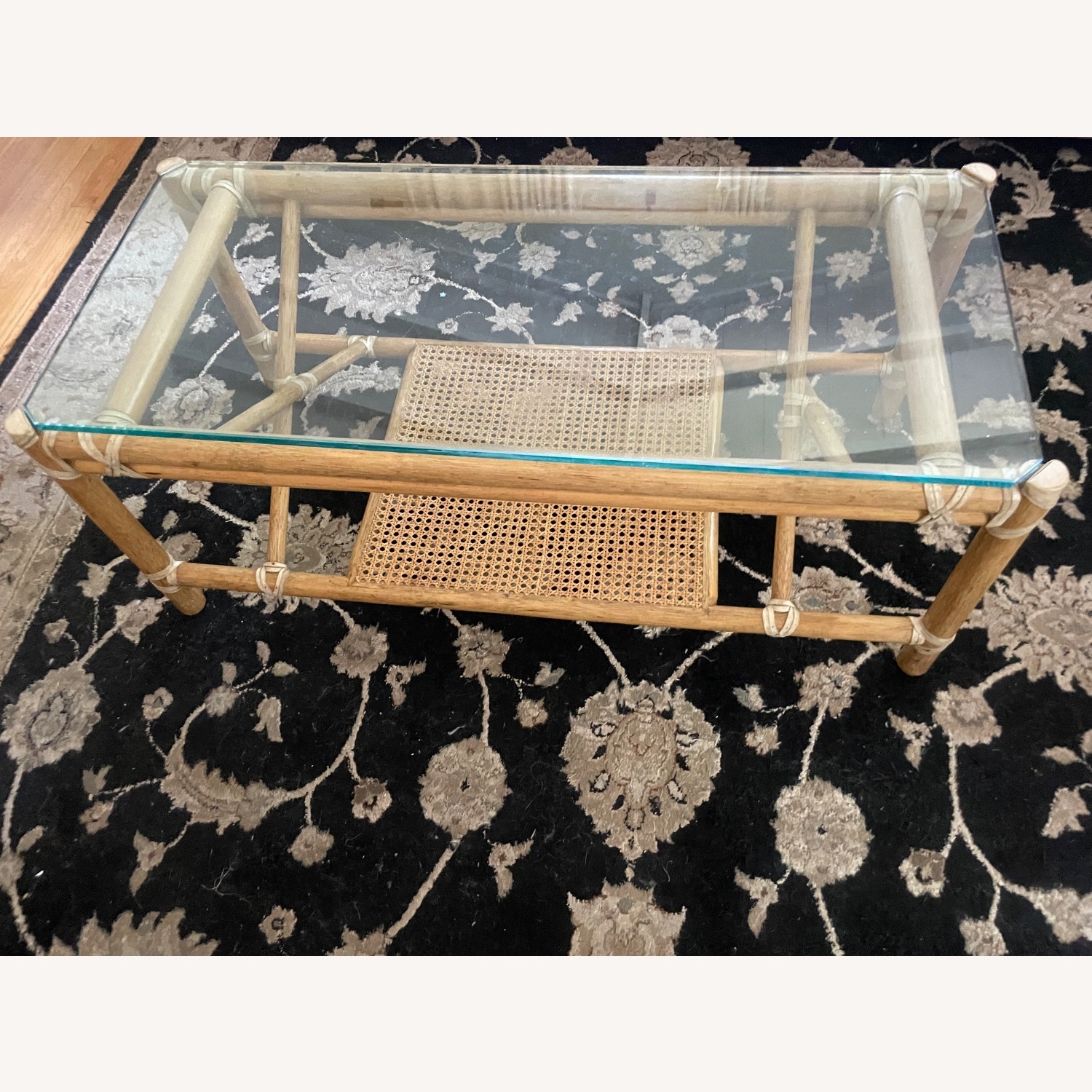 Vintage Maguire Bamboo and Glass Coffee Table - image-1